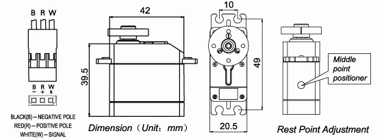SM-4303R Continuous Rotation Servo Motor - PL-1248 Technical Drawing